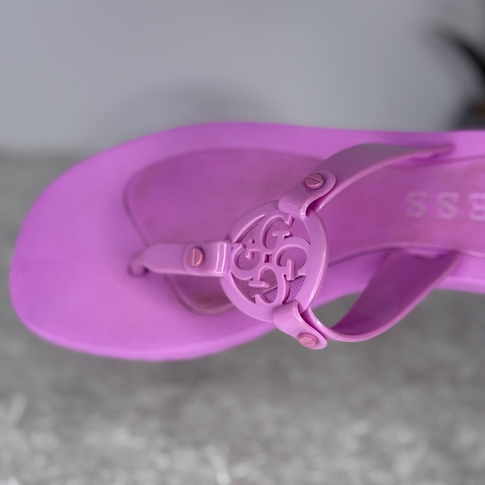 GUESS Women Lilac Purple G‎ Logo Thong Flip Flops Sandals Size 39 (US 8.5) - Picture 6 of 8
